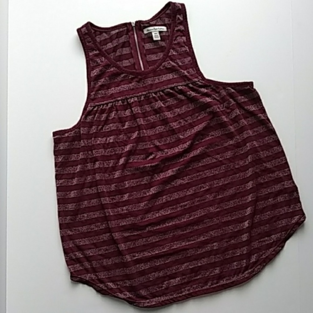 AEO stripe zipper tank loose fit silver sparkle